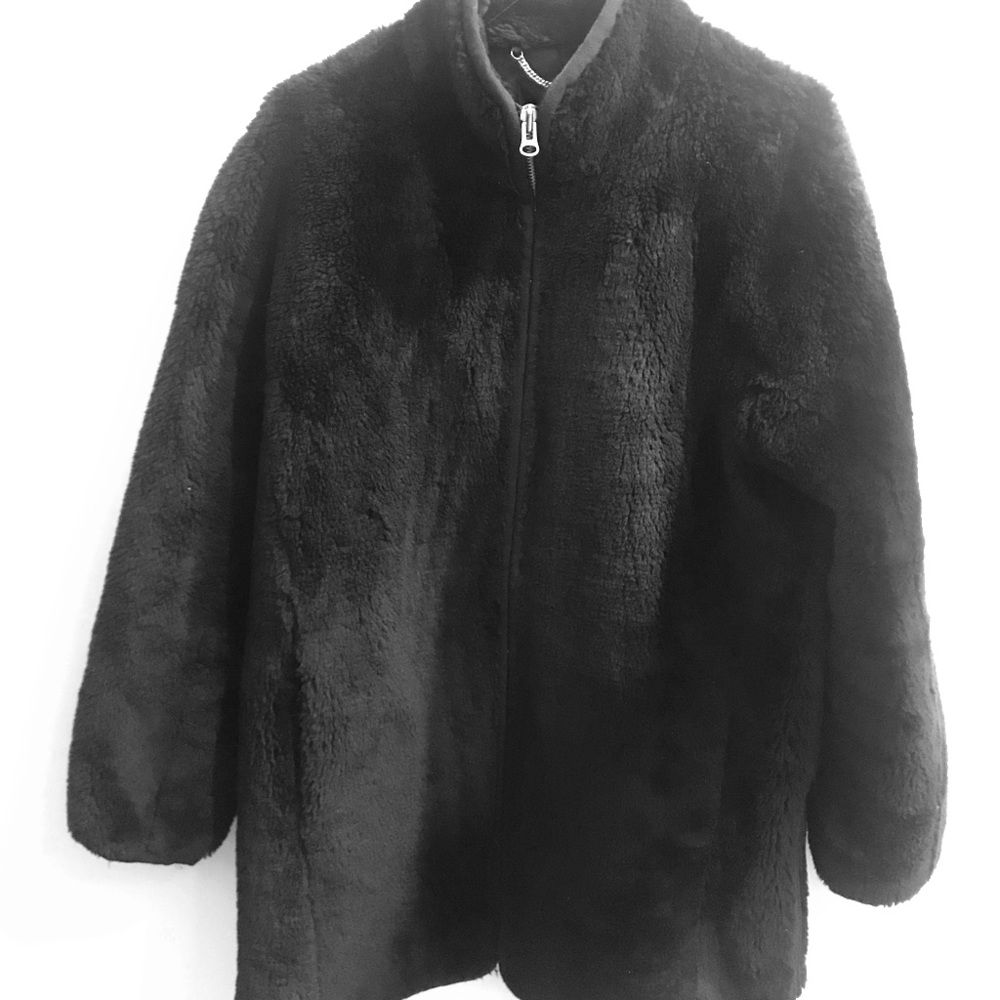 Faux fur J Crew zip up coat